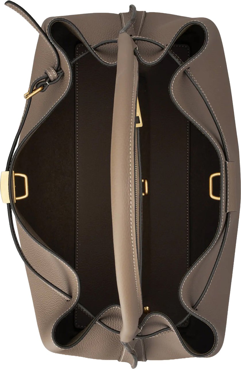 Tod's Structured Handbag with Decorative Strap and Gold-tone Accents Neutraal
