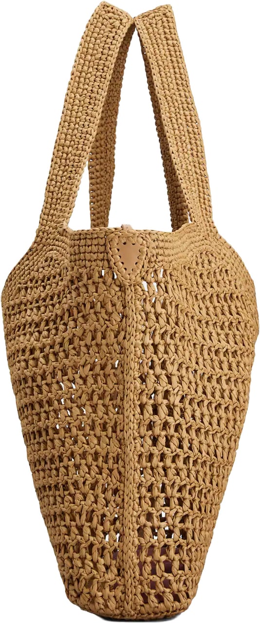 Tod's Medium Woven Tote Bag with Leather Logo Patch Bruin