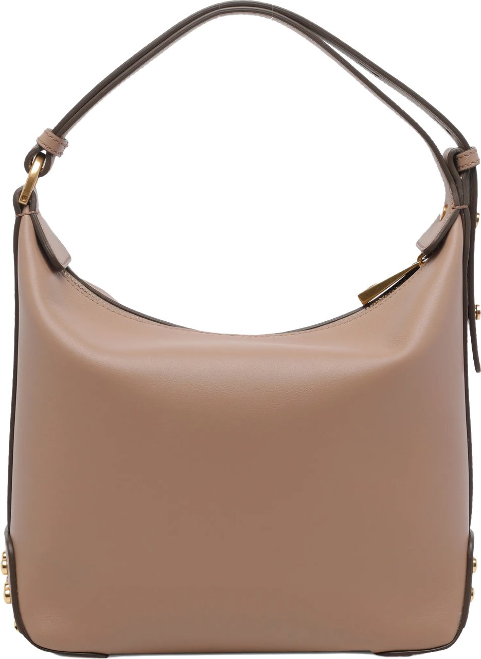 Tod's Structured Handbag with Embossed Branding and Gold-Stud Detail Bruin