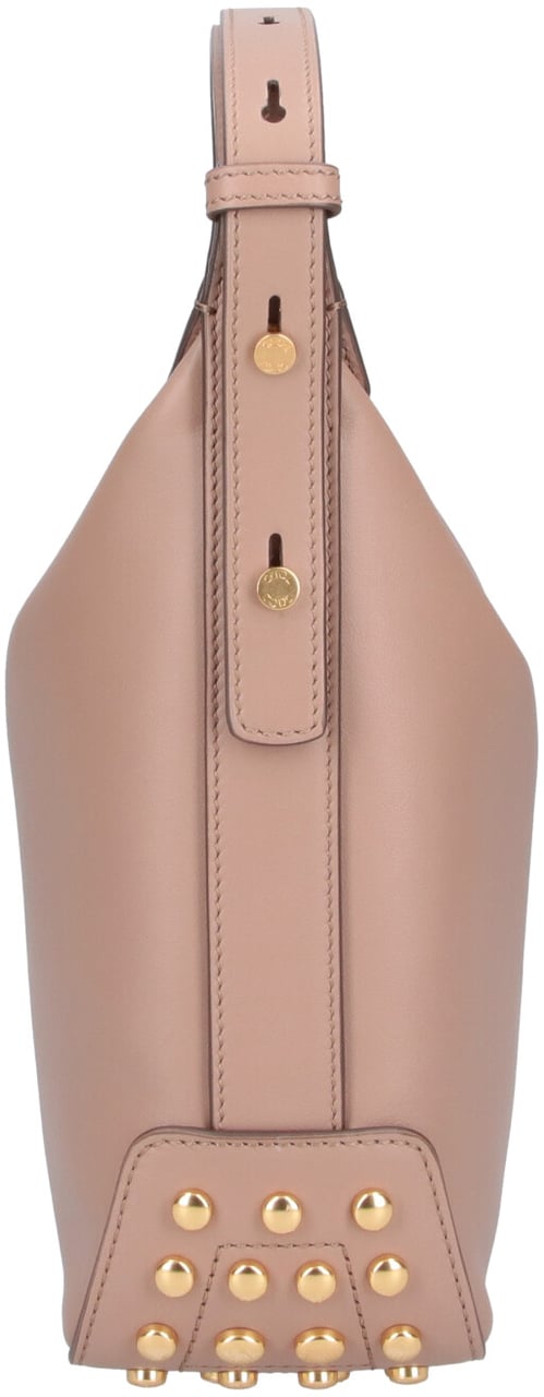 Tod's Structured Handbag with Embossed Branding and Gold-Stud Detail Bruin