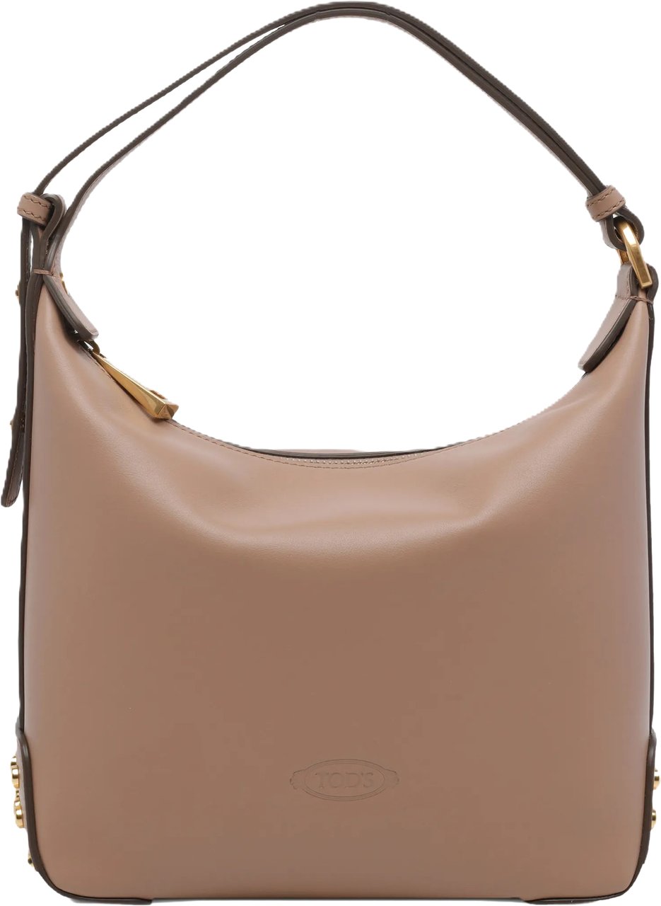 Tod's Structured Handbag with Embossed Branding and Gold-Stud Detail Bruin