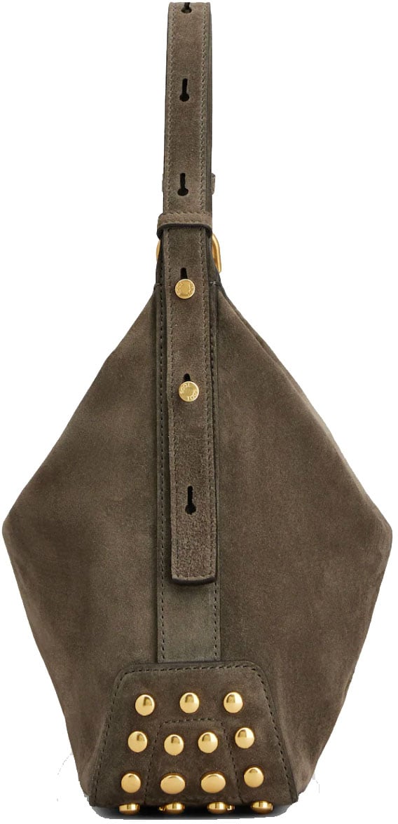 Tod's Metal Dots Mini Bag Grey Suede Grijs