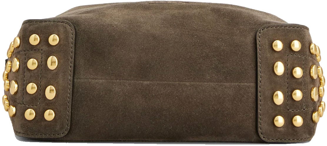 Tod's Metal Dots Mini Bag Grey Suede Grijs