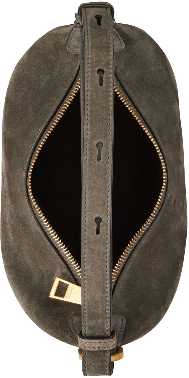 Tod's Metal Dots Mini Bag Grey Suede Grijs