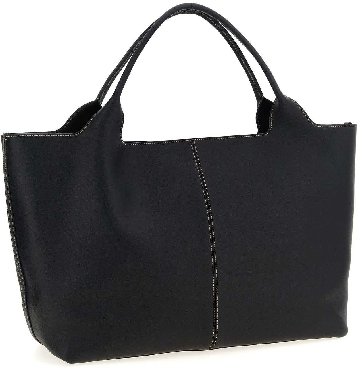 Tod's Black Calfskin Tote Bag Zwart