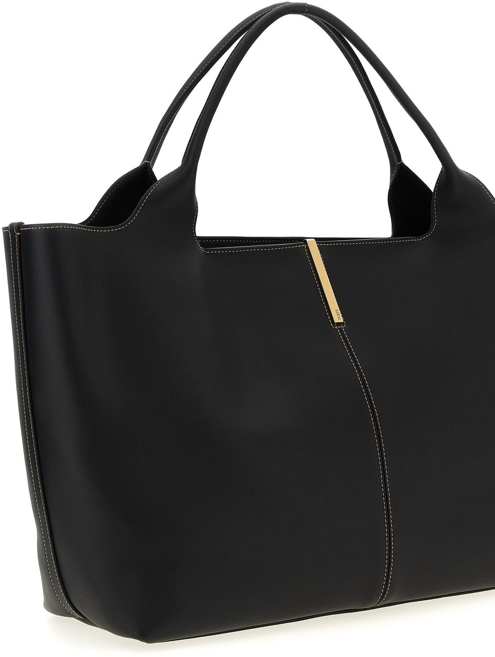 Tod's Black Calfskin Tote Bag Zwart