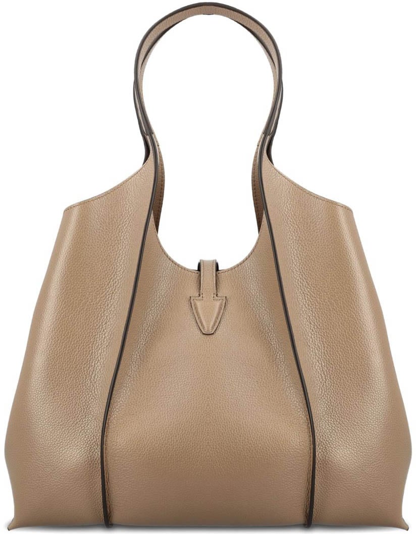 Tod's Beige Grained Texture Tote Neutraal