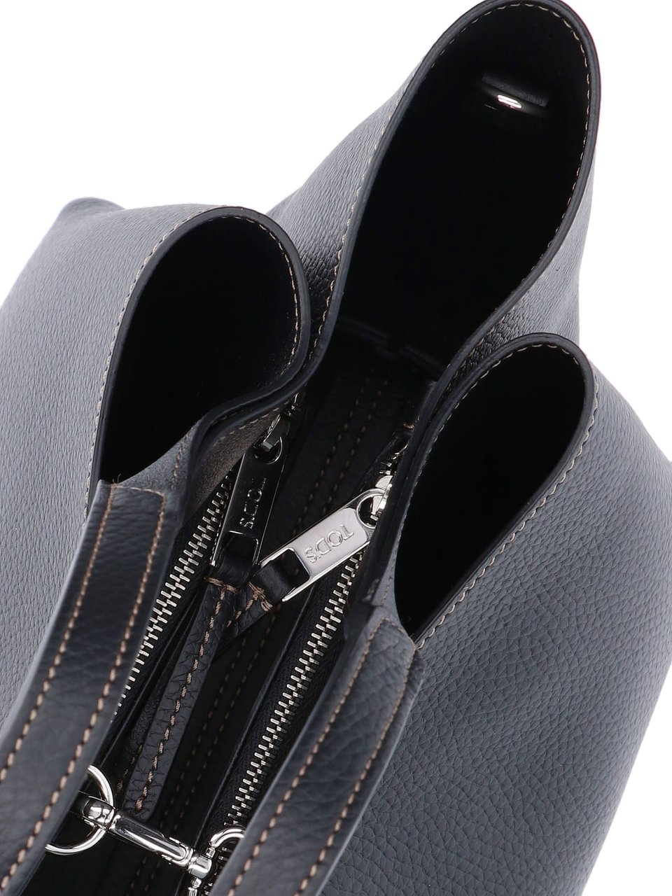 Tod's Mini Hammered Leather Tote Bag Zwart