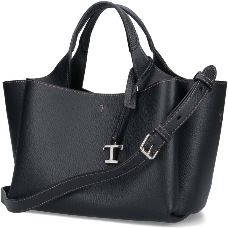 Tod's Mini Hammered Leather Tote Bag Zwart