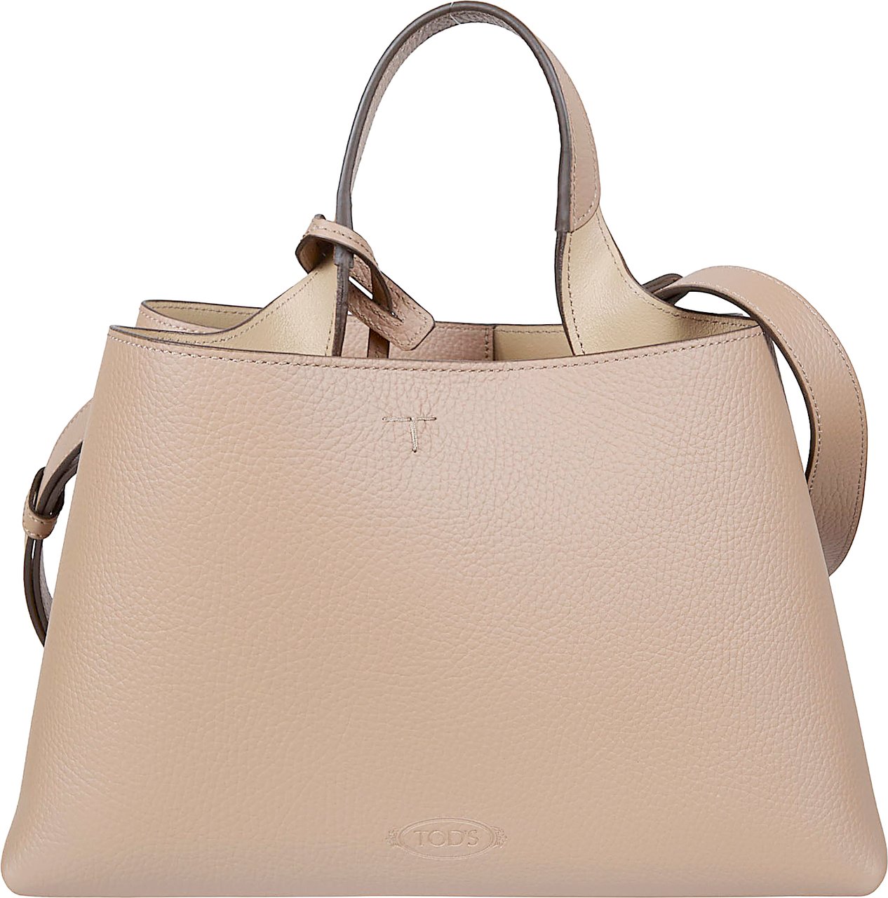 Tod's Pebbled Calfskin Shoulder Bag Neutraal