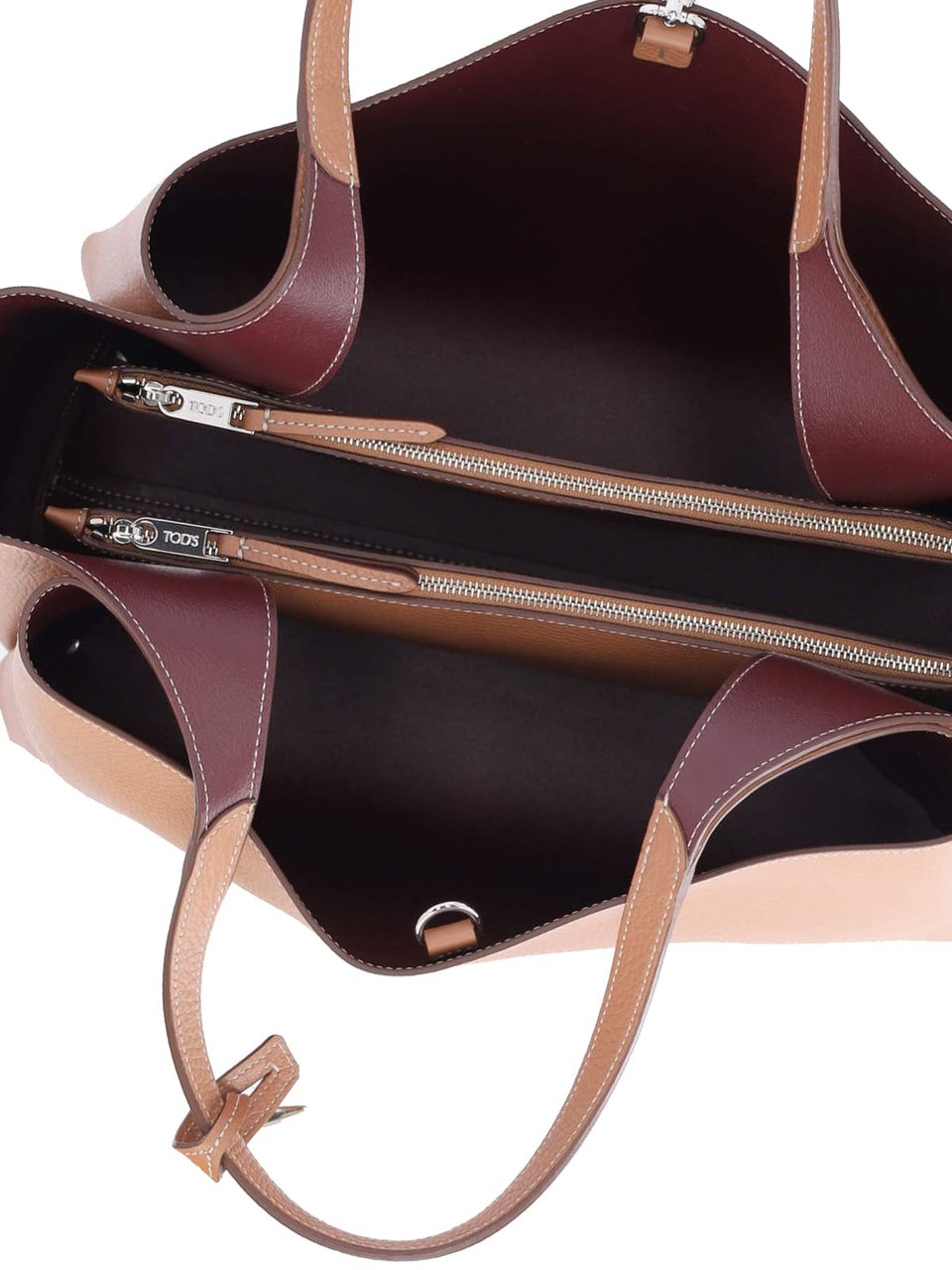 Tod's Medium Tote Bag In Brown Hammered Leather Bruin