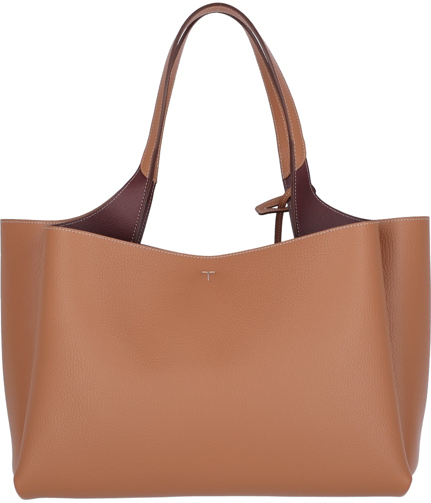 Tod's Medium Tote Bag In Brown Hammered Leather Bruin