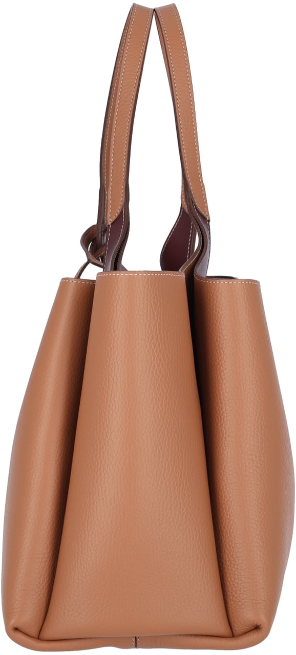 Tod's Medium Tote Bag In Brown Hammered Leather Bruin