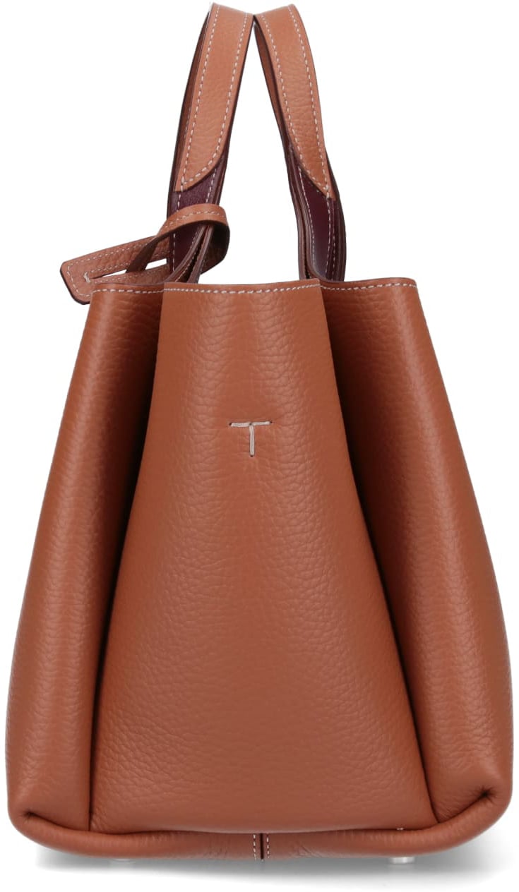 Tod's Textured Brown Leather Tote Bag Bruin