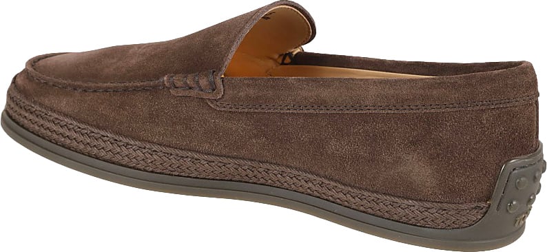Tod's Brown Suede Slip-On Flat Shoes Bruin