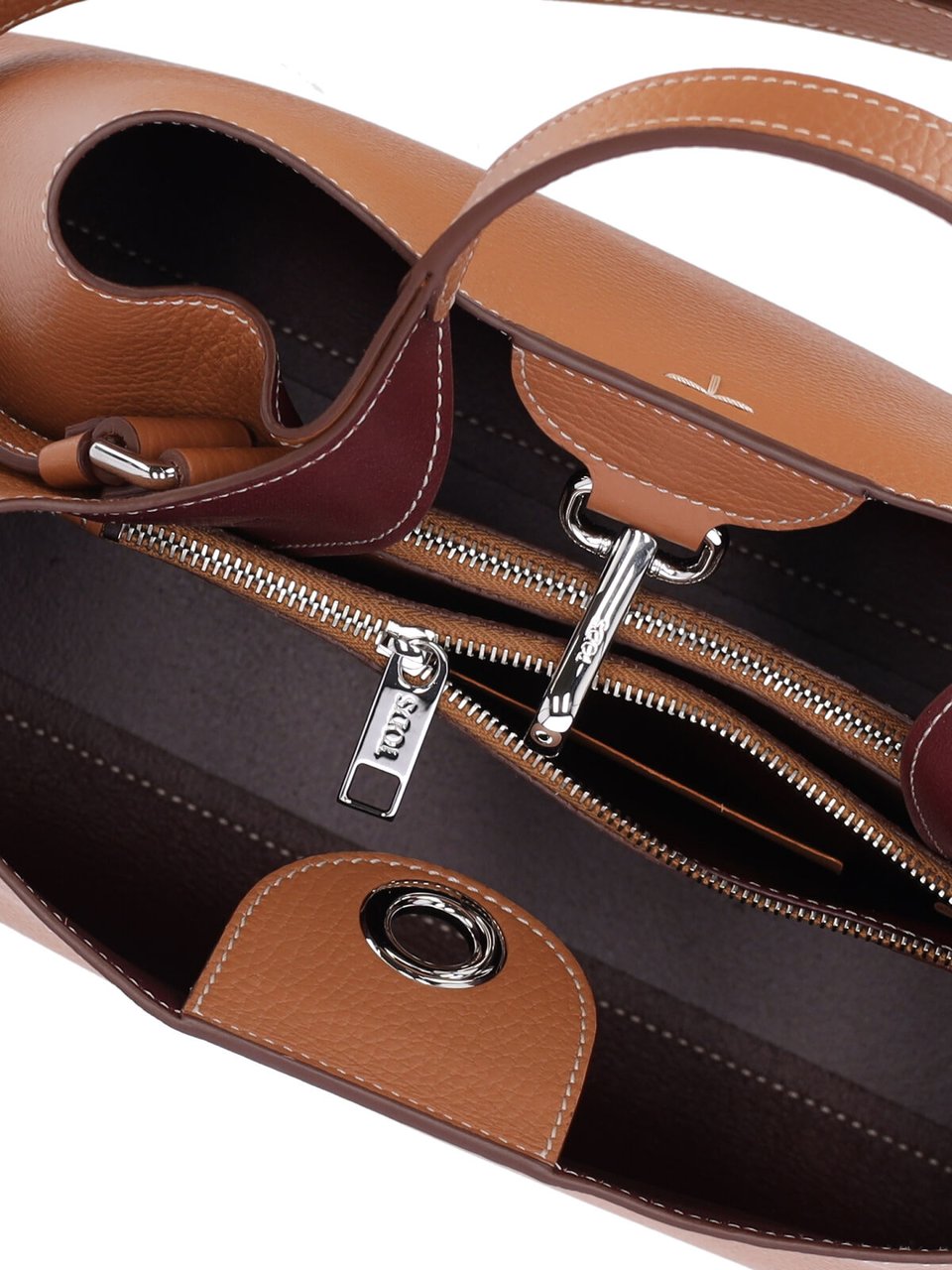 Tod's Small Handbag In Brown Hammered Calfskin Neutraal