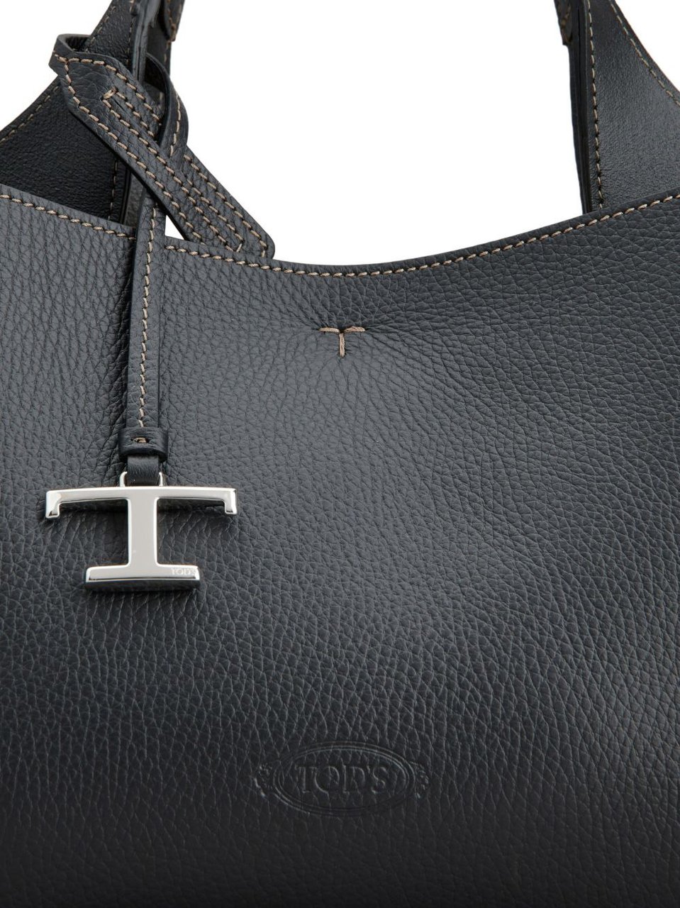 Tod's Grained Leather Tote Bag With Debossed Logo Zwart