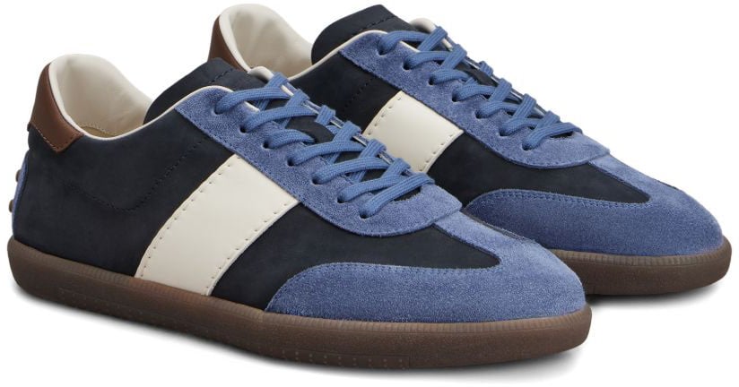 Tod's Low-Top Sneakers With Blue Suede Stripe And Contrast Details Zwart