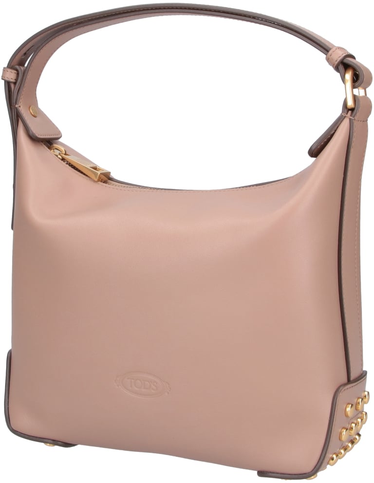 Tod's Beige Metal Dots Smooth Leather Bag Neutraal