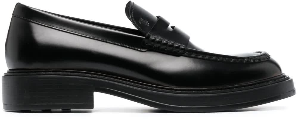 Tod's Black Leather Moccasin Leather Loafers Zwart