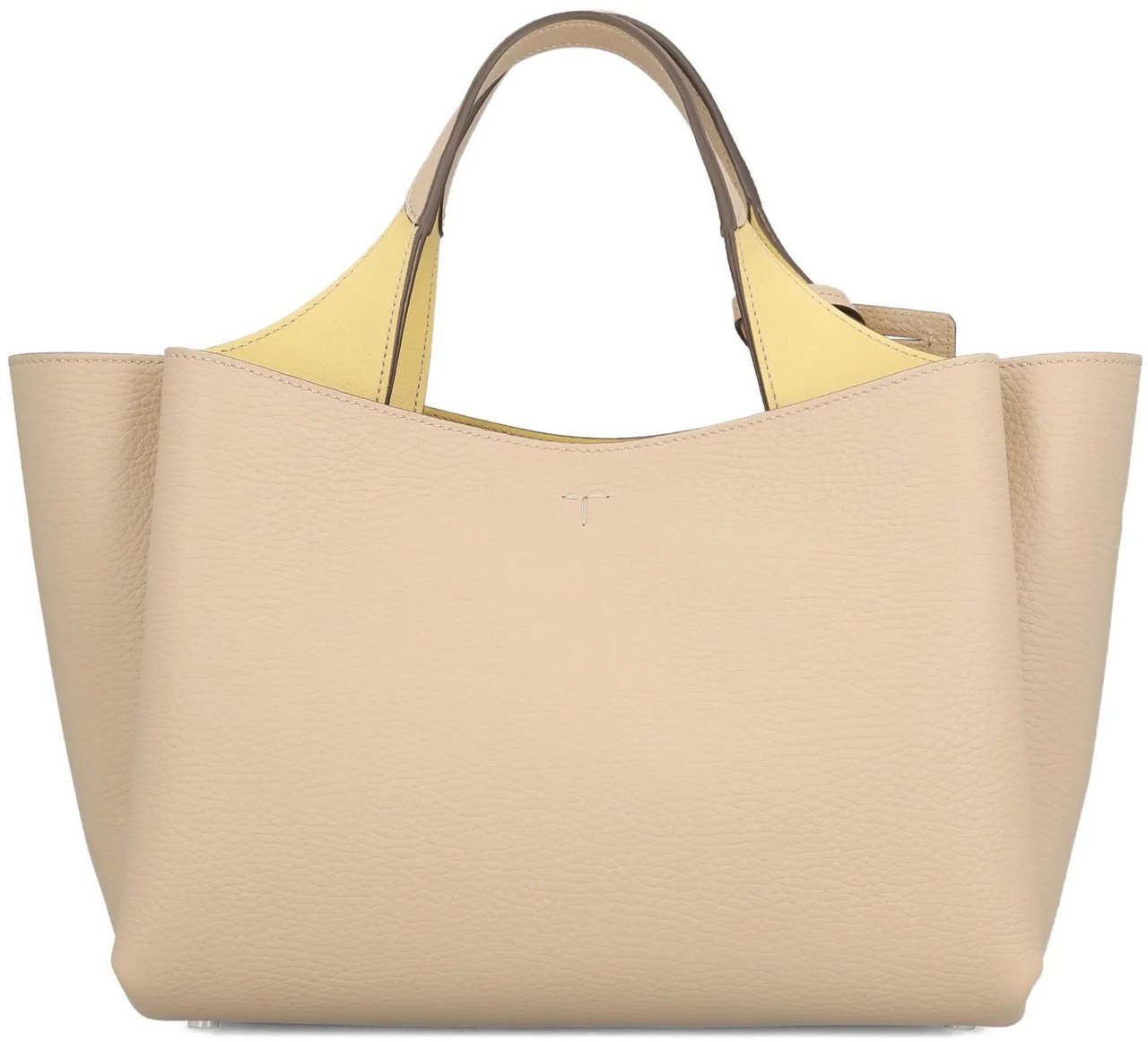 Tod's Beige Structured Leather Handbag Neutraal
