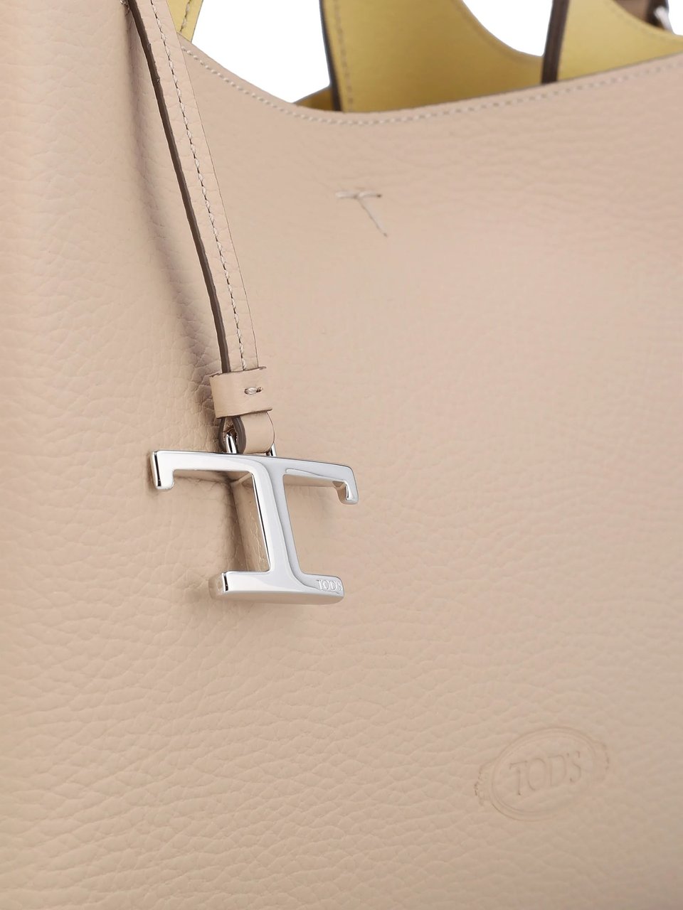 Tod's Beige Structured Leather Handbag Neutraal