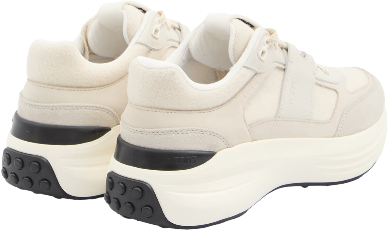 Tod's Sneakers in leather and fabric Wit