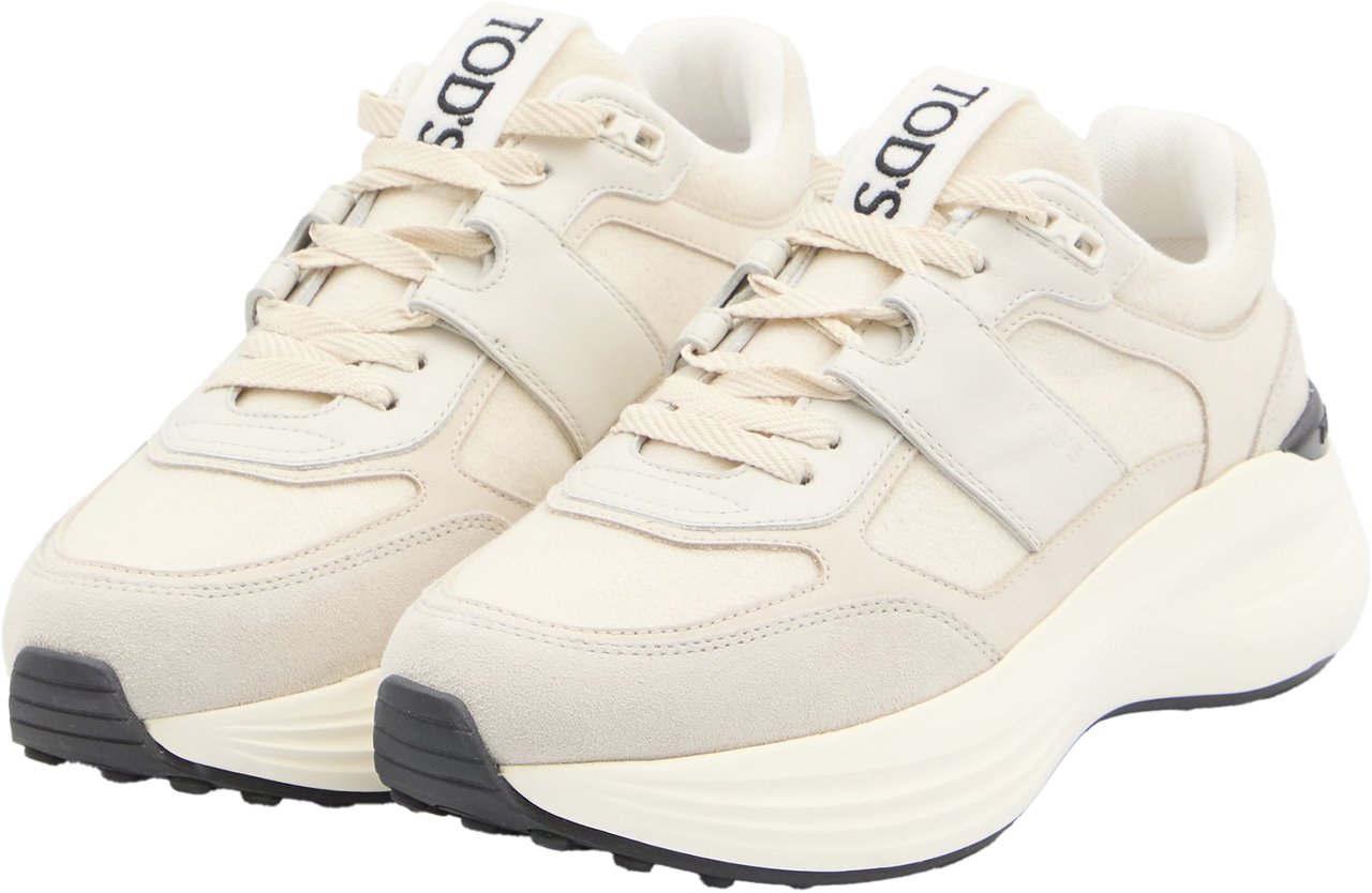 Tod's Sneakers in leather and fabric Wit