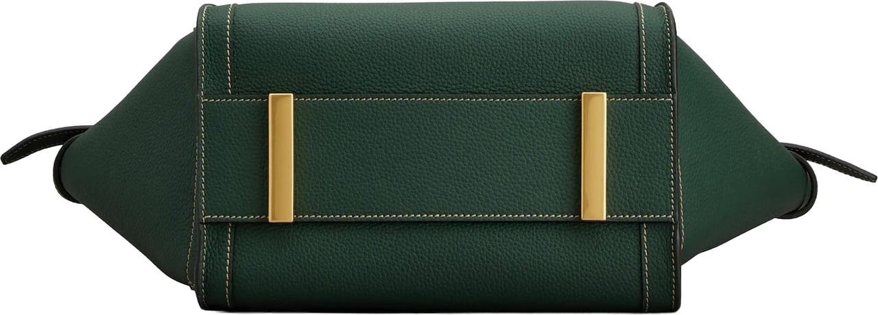Tod's Green Borsa Textured Leather Handbag Zwart