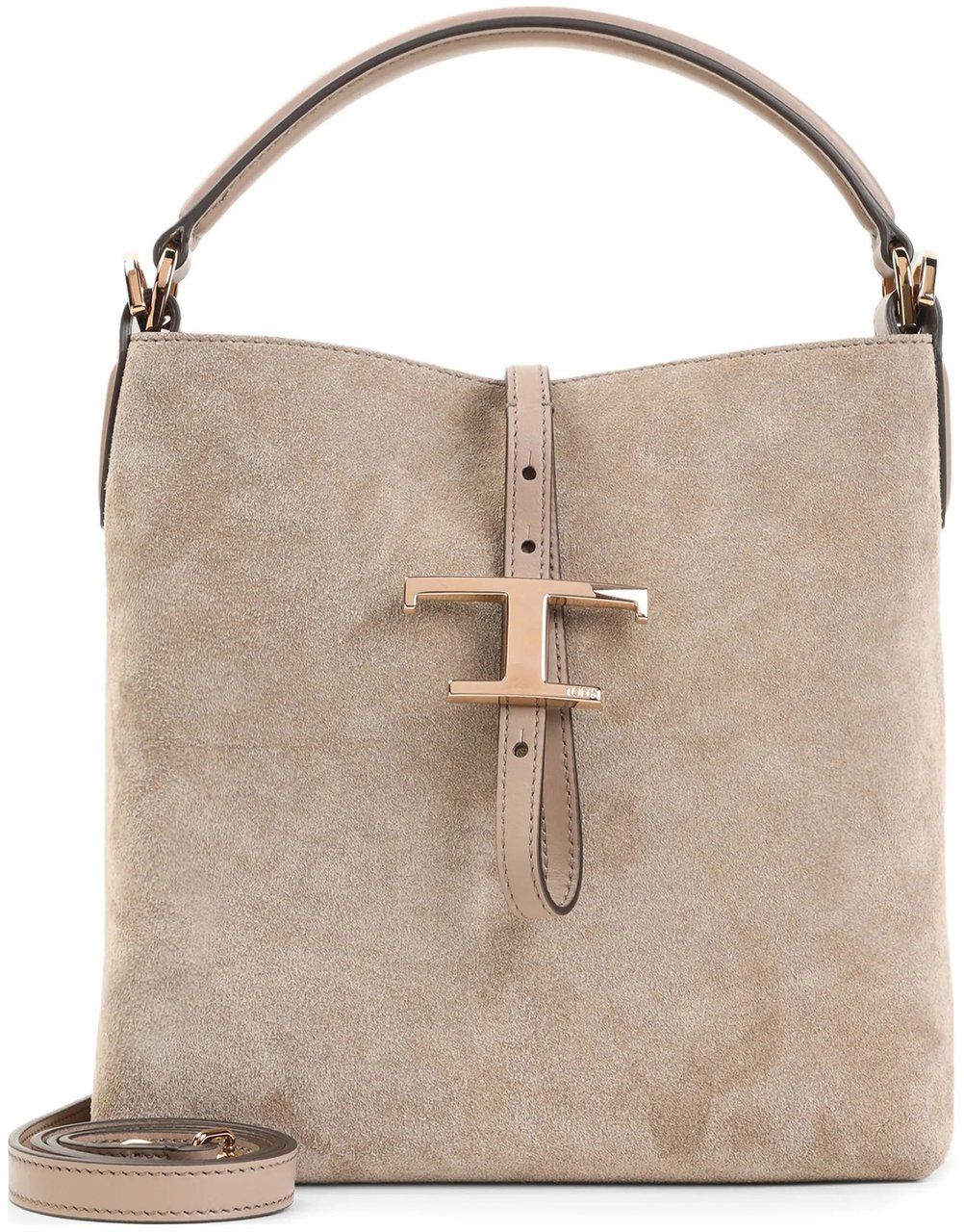 Tod's Beige Structured Suede Handbag Neutraal
