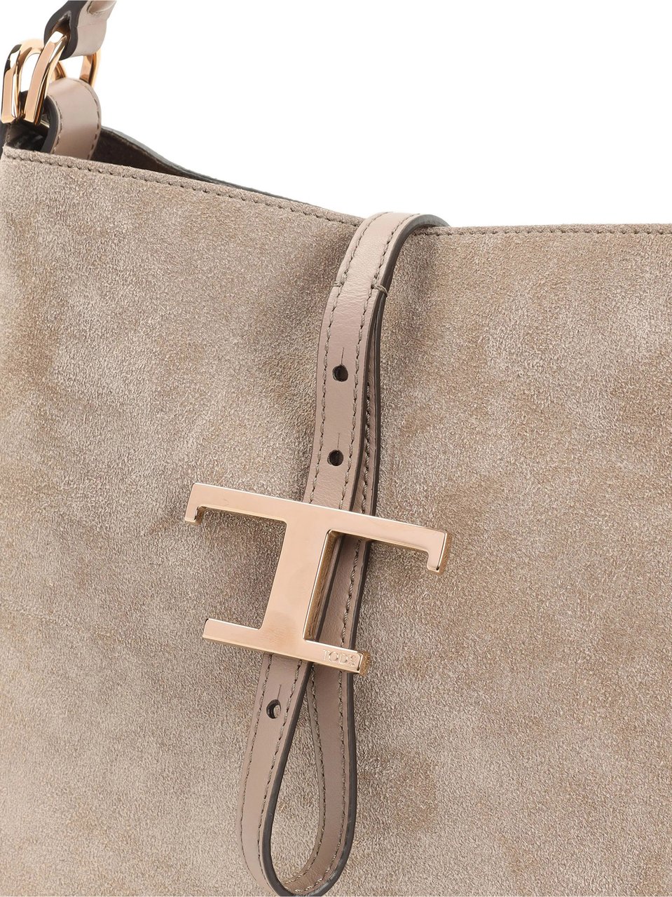 Tod's Beige Structured Suede Handbag Neutraal