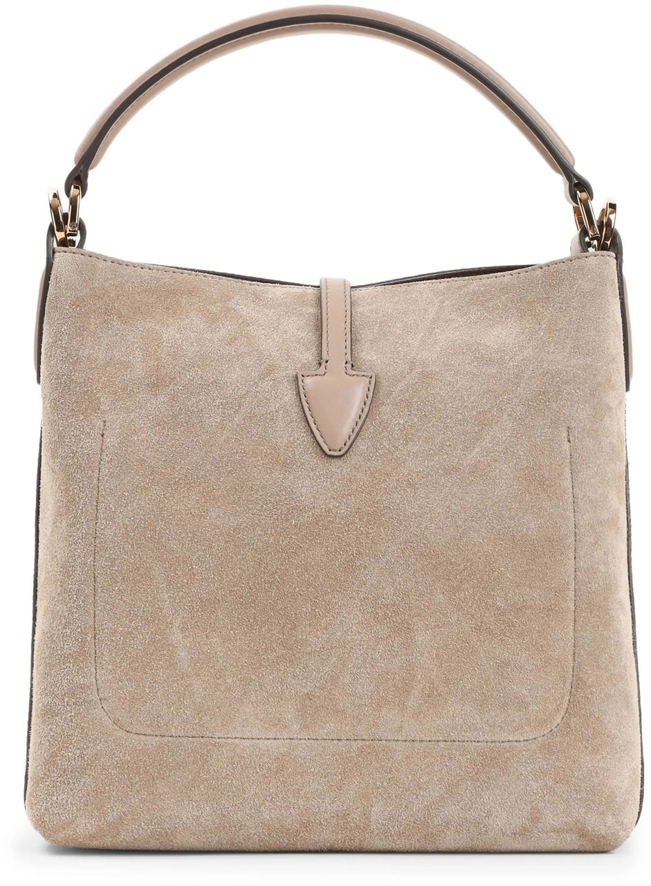 Tod's Beige Structured Suede Handbag Neutraal