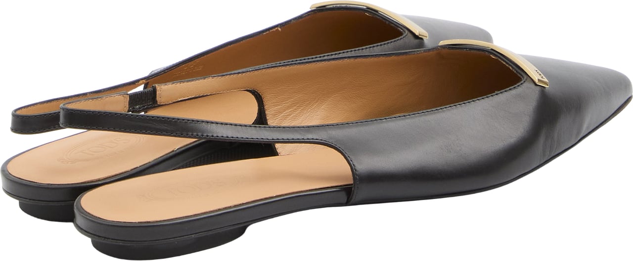 Tod's Leather slingback ballerinas Zwart