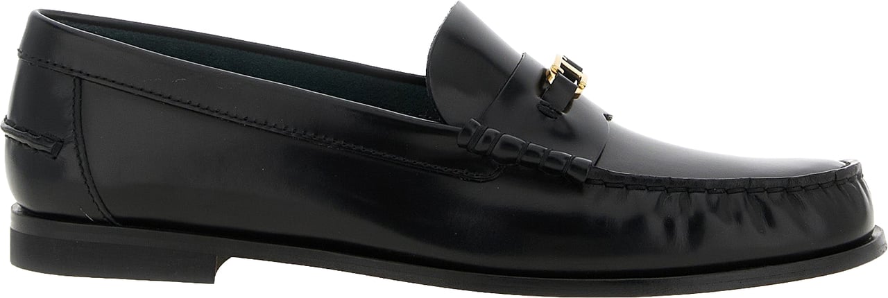Tod's Black Calfskin Slip-On Loafers Zwart