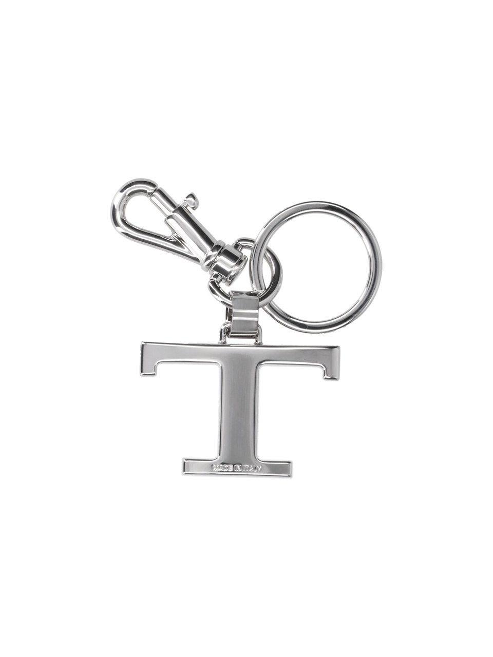 Tod's Silver Logo Metal Charm Keyring Zilver