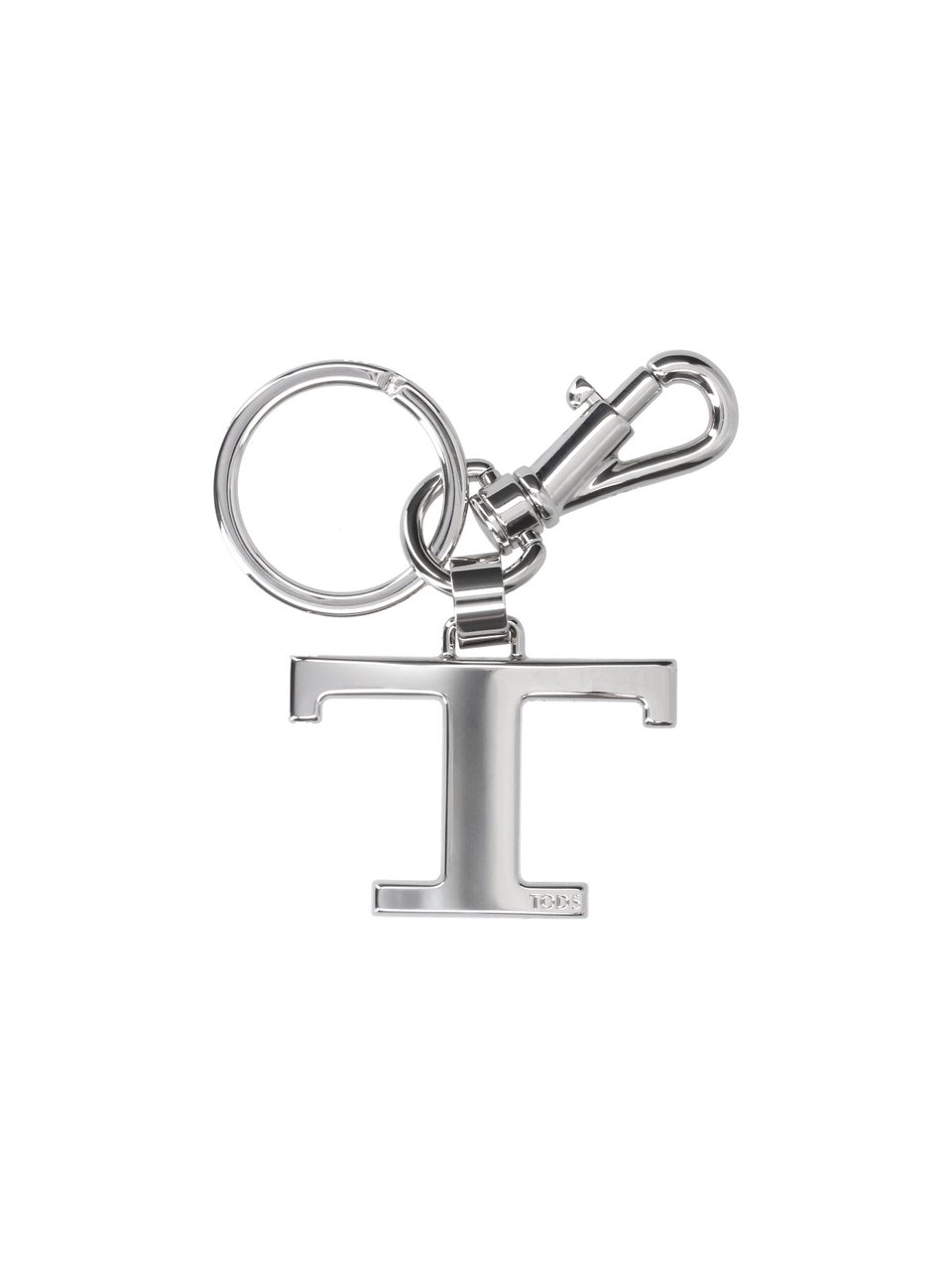 Tod's Silver Logo Metal Charm Keyring Zilver