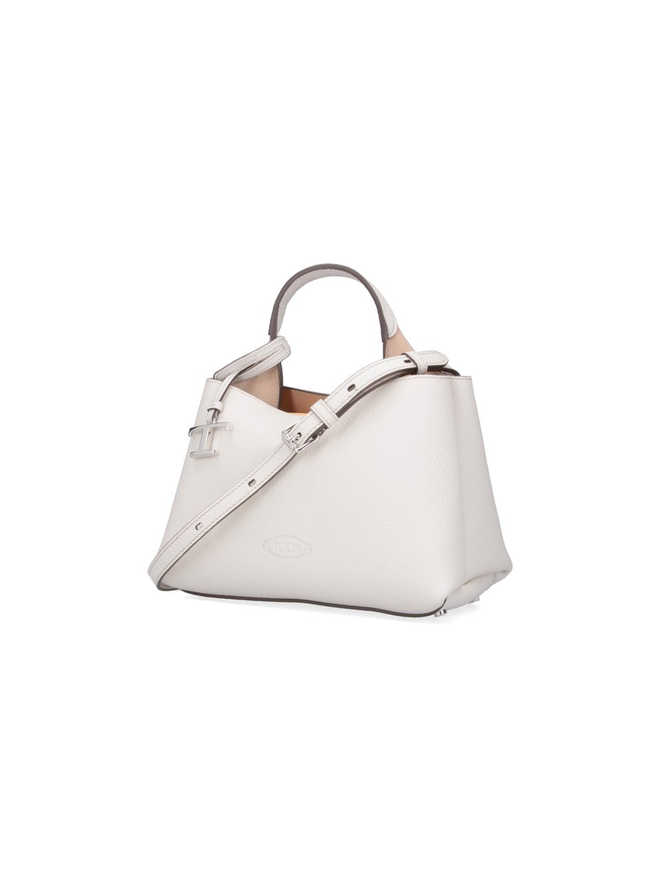 Tod's Structured Handbag with Adjustable Strap and Embossed Logo Wit