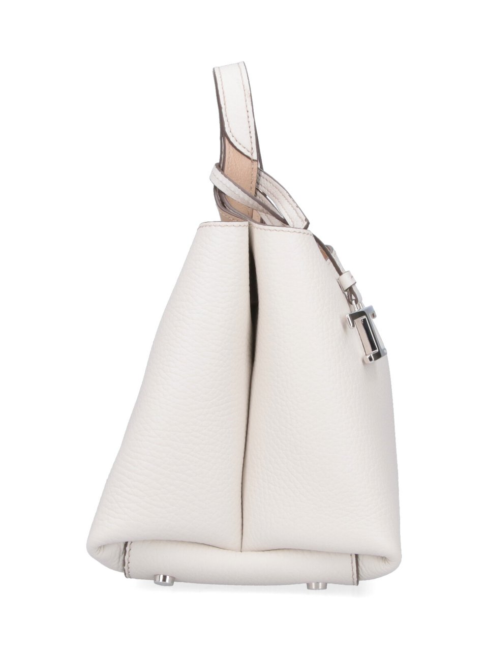 Tod's Structured Handbag with Adjustable Strap and Embossed Logo Wit