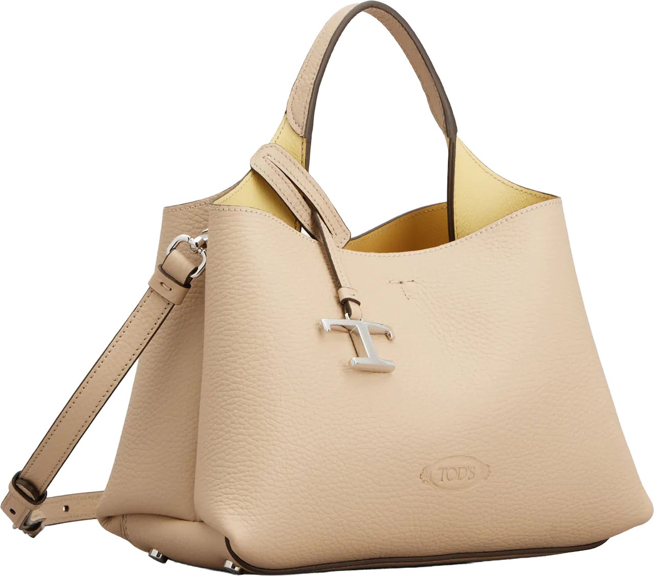 Tod's Neutral Textured Leather Handbag Neutraal