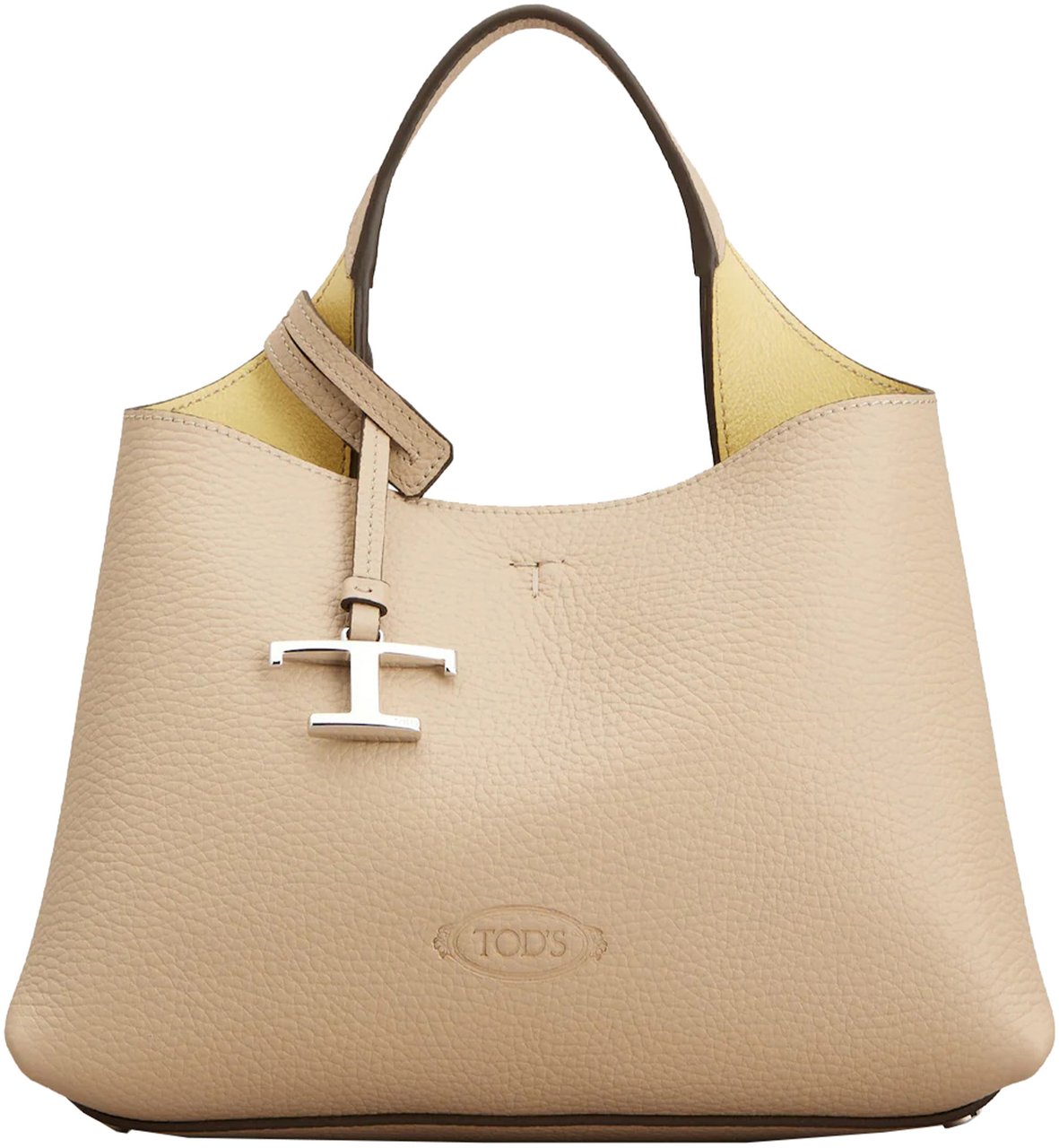 Tod's Neutral Textured Leather Handbag Neutraal