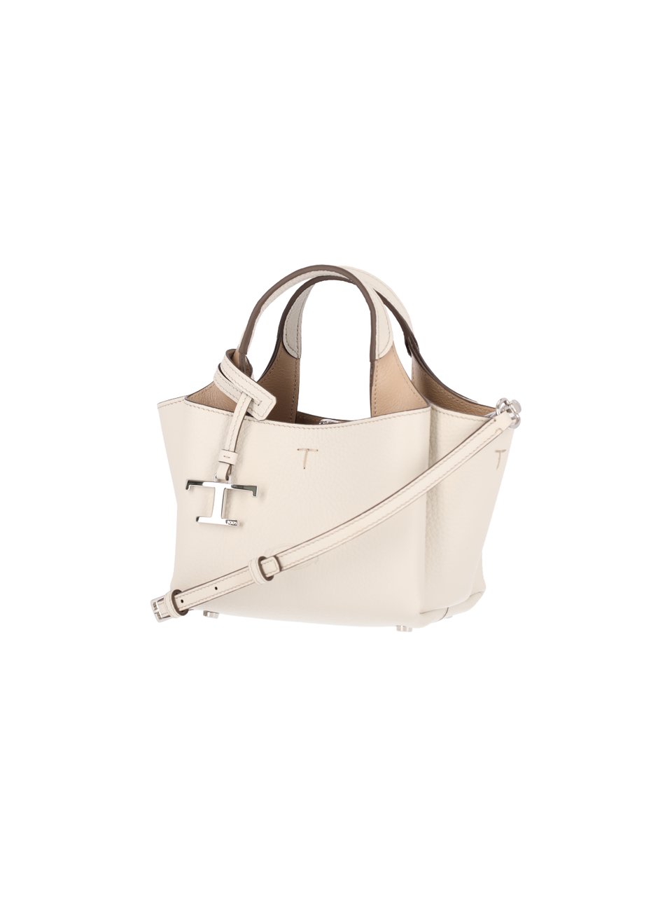 Tod's White Leather Top Handle Shoulder Bag Wit