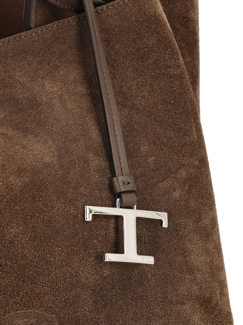 Tod's Brown Suede T-Charm Mini Handbag Zwart