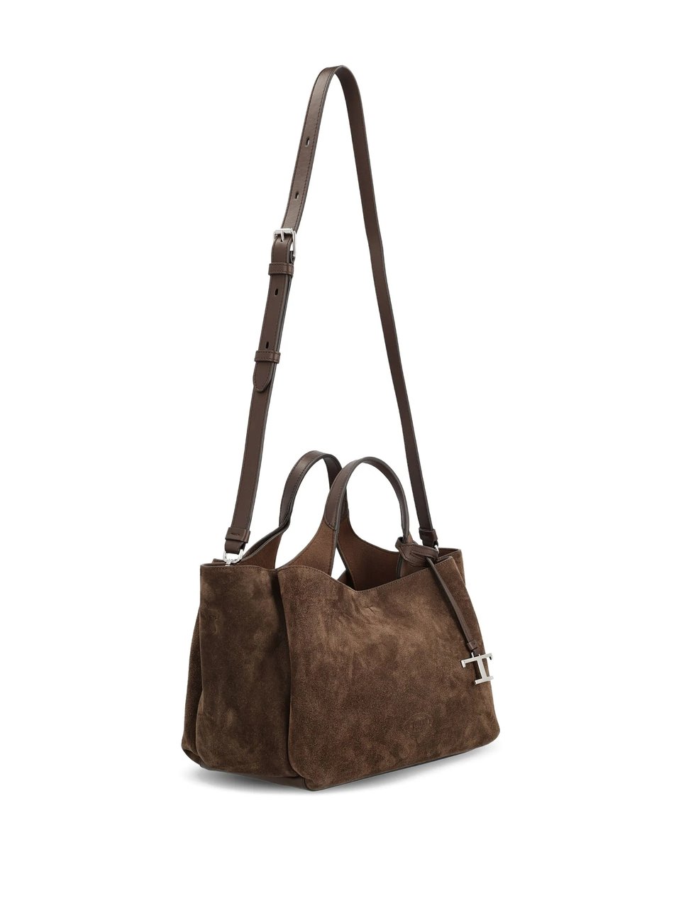 Tod's Brown Suede T-Charm Mini Handbag Zwart