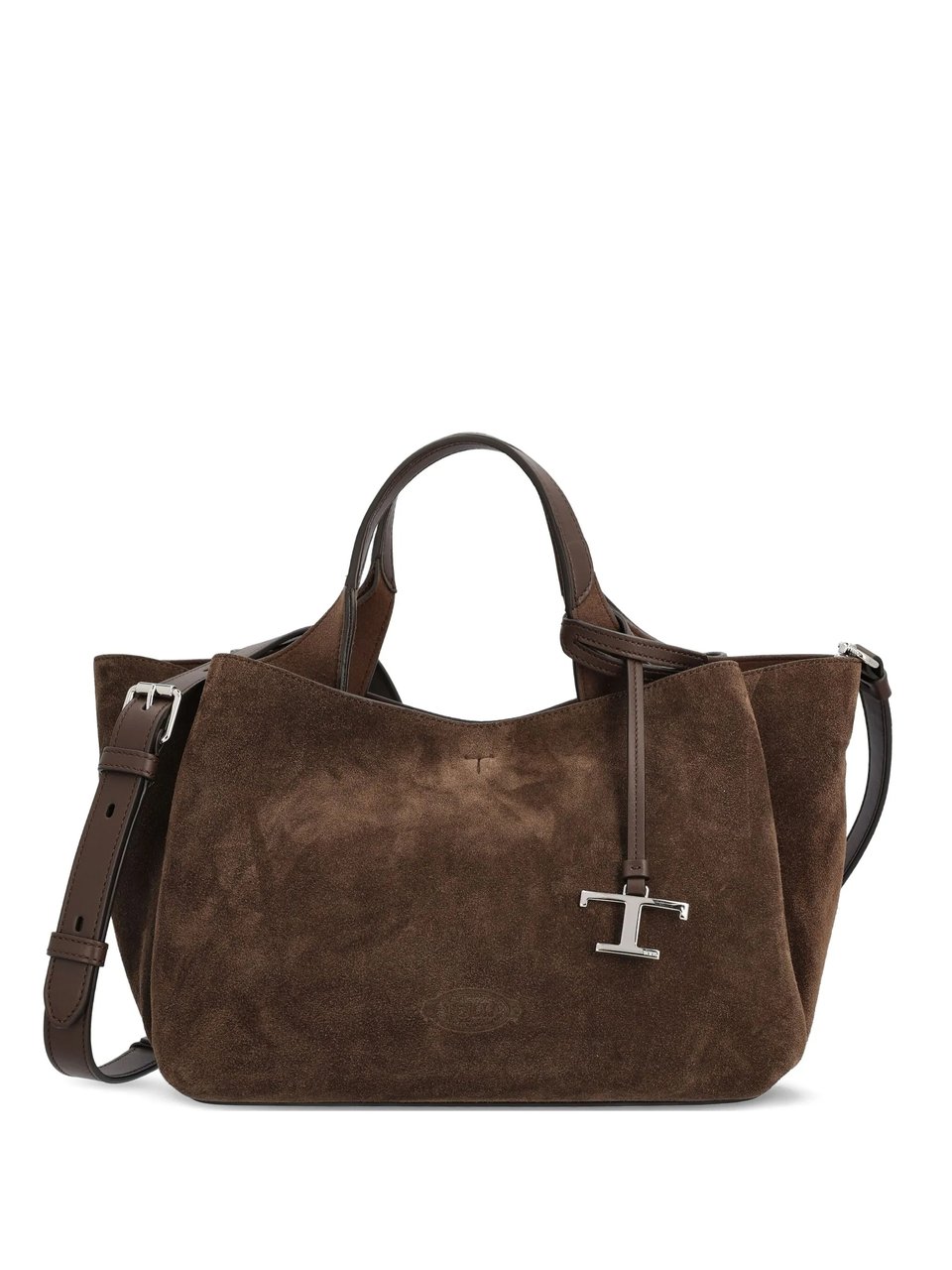 Tod's Brown Suede T-Charm Mini Handbag Zwart