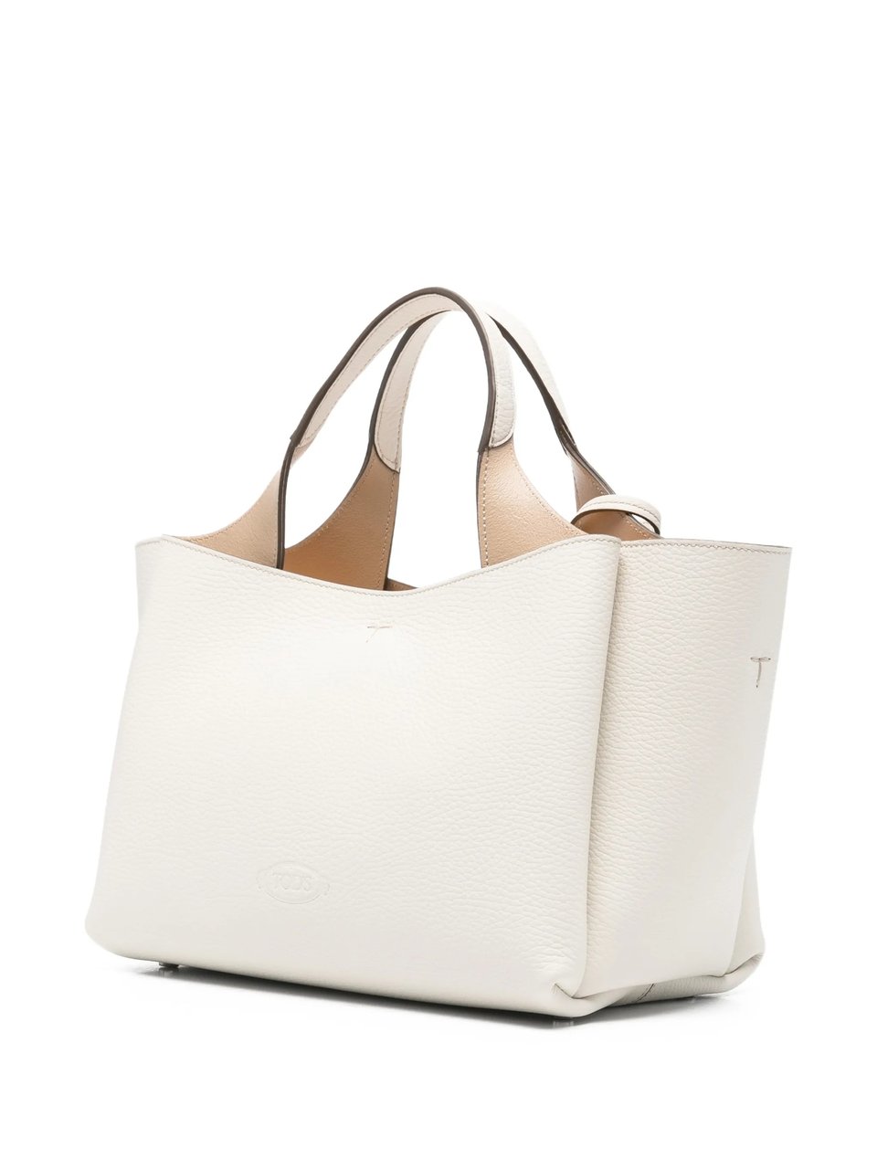 Tod's Pebbled Leather Tote Handbag Wit