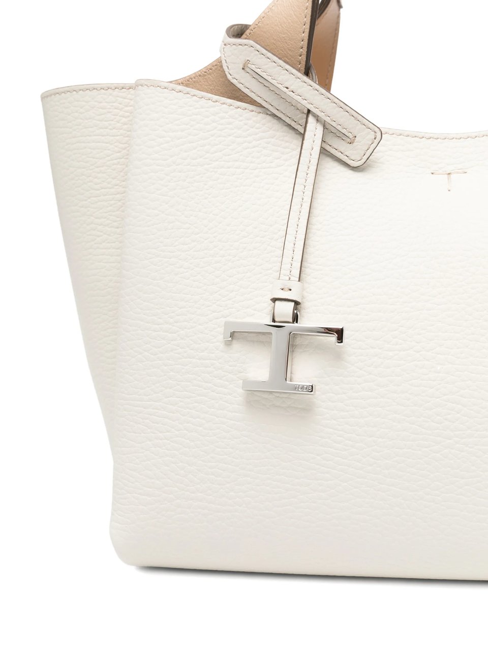 Tod's Pebbled Leather Tote Handbag Wit