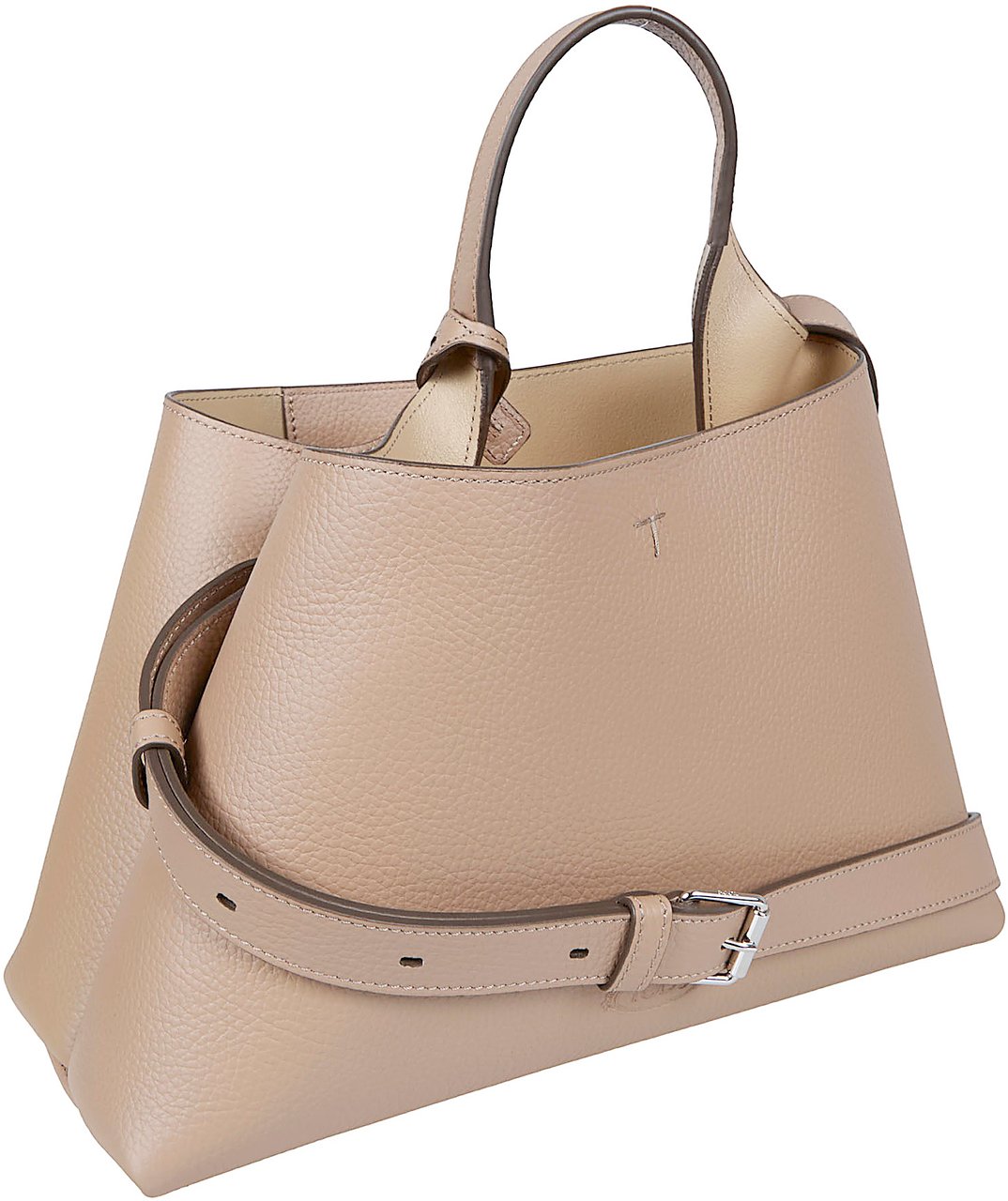 Tod's Pebbled Calfskin Shoulder Bag Neutraal