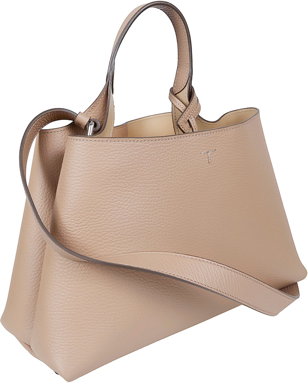 Tod's Pebbled Calfskin Shoulder Bag Neutraal