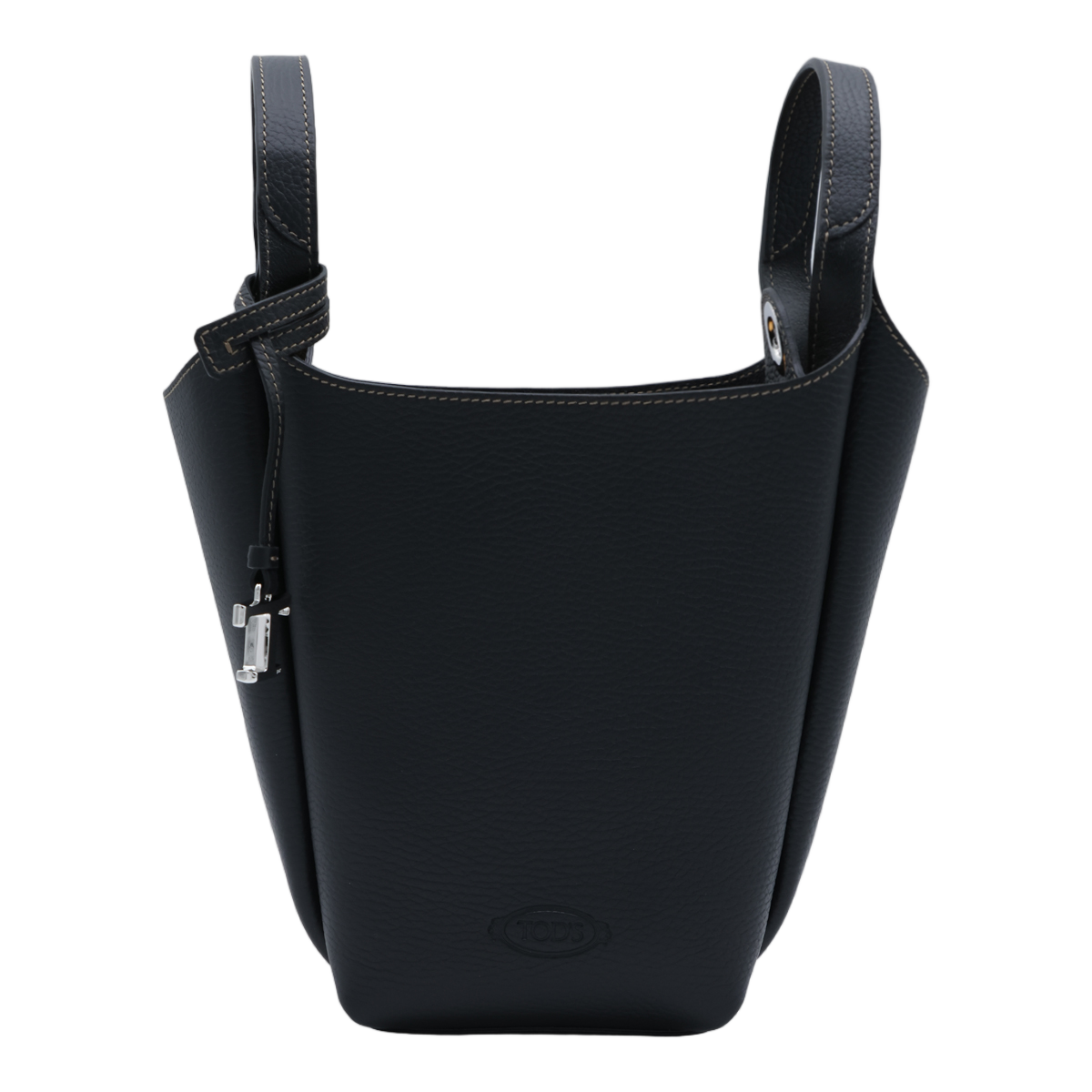 Tod's Structured Pebbled Leather Bucket Bag Zwart