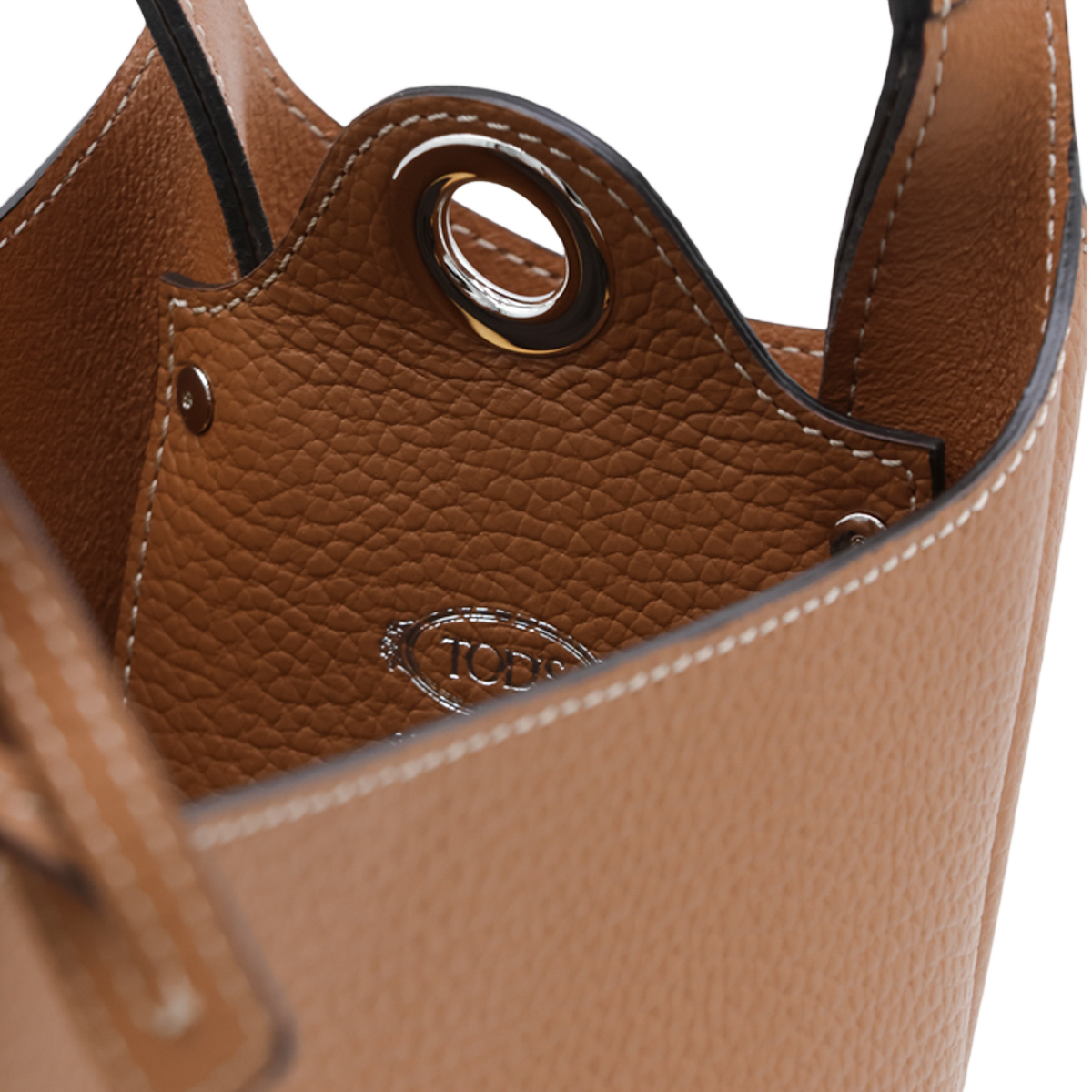 Tod's Structured Bucket Bag in Textured Leather Bruin